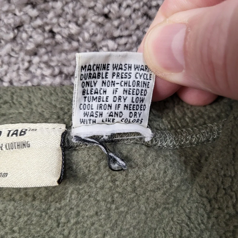 Vintage Levi's Red Tab Sherpa Fleece V-Neck Pullover Olive Green Mens Medium 90s